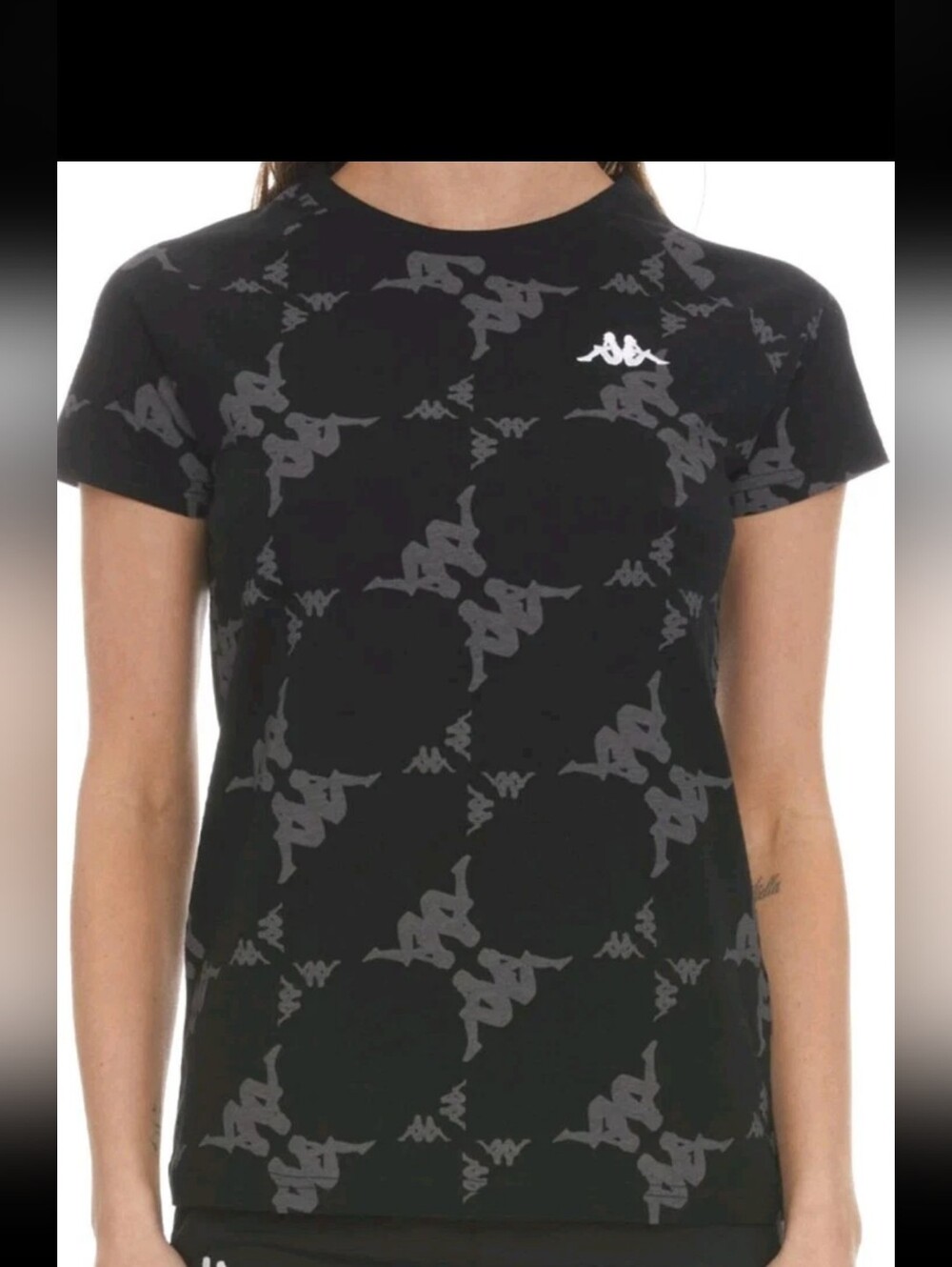 KAPPA NWT LOGO KAPAN Tee T SHIRT Ebit Tee (BLACK/GREY)  Wmns Sz Med